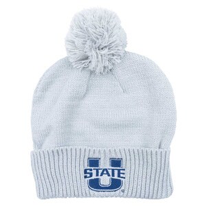 Light Gray U-State Cuffed Beanie with pom pom